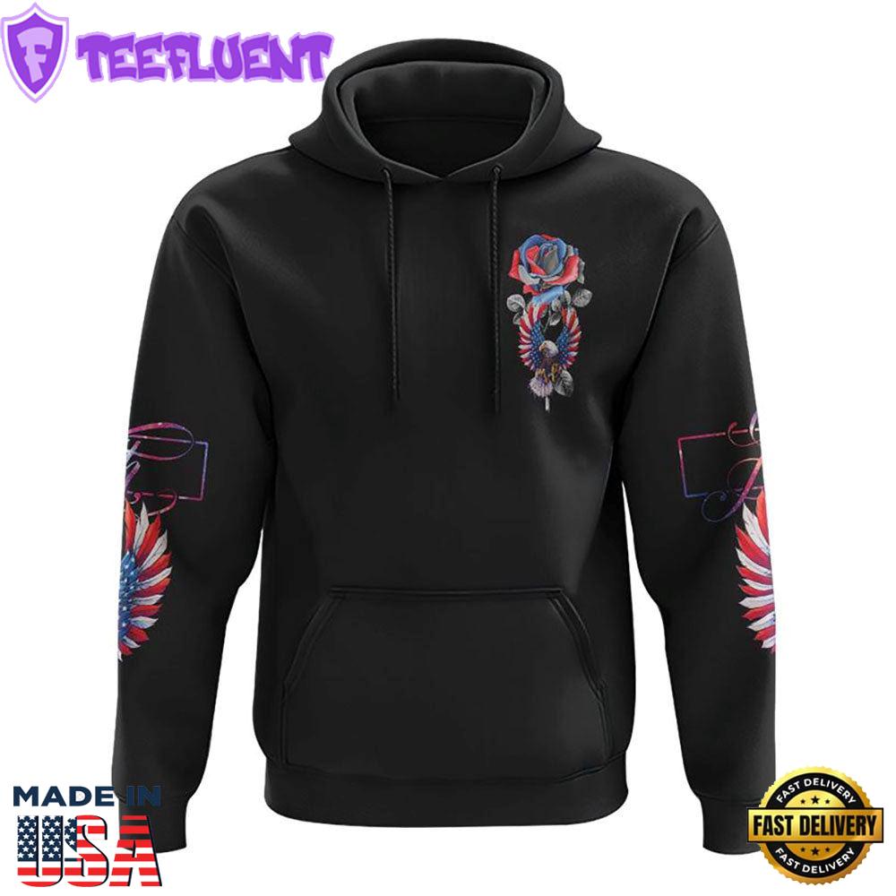 One Nation Under God Eagle Rose 3D Hoodie
