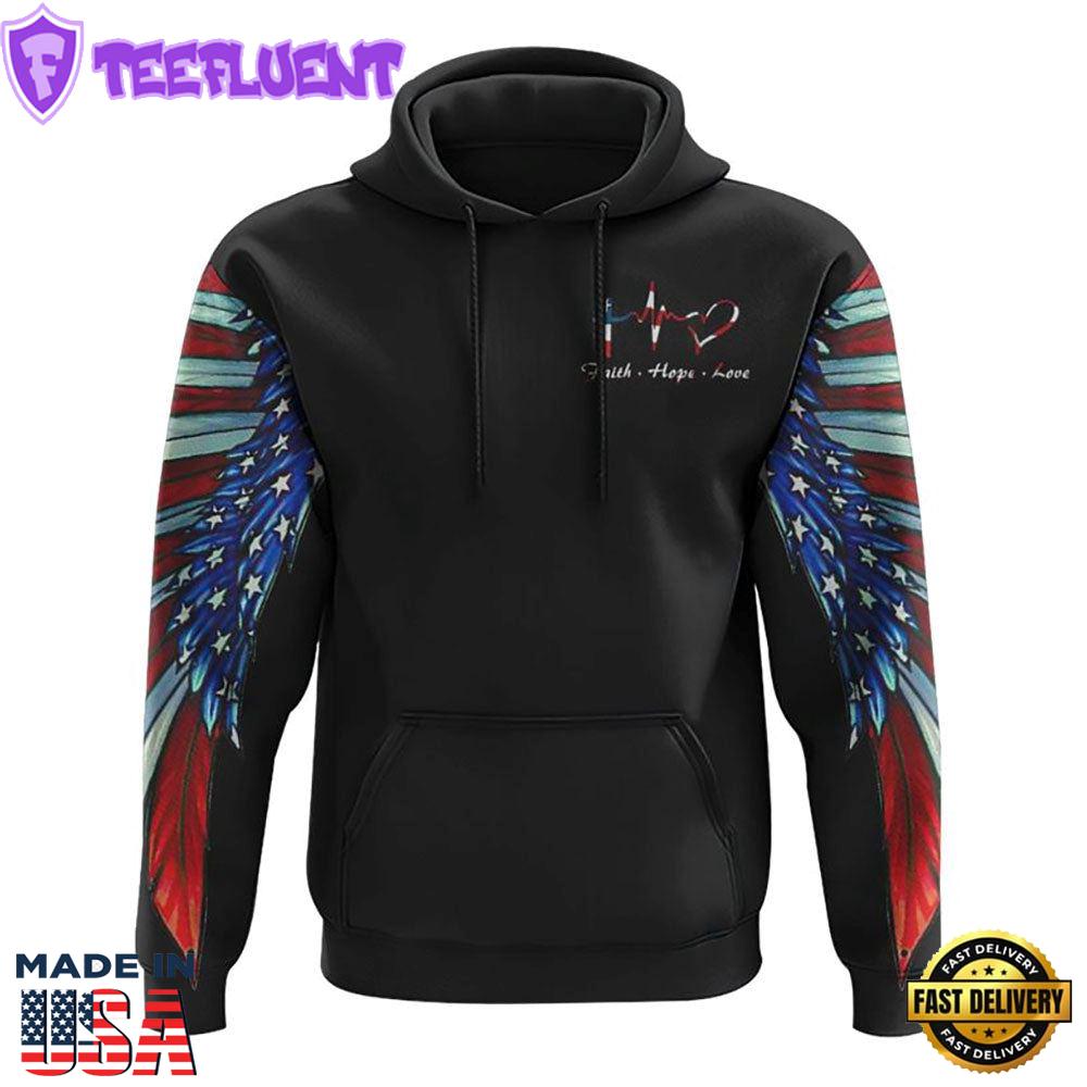 One Nation Under God Eagle With America Flag 3D Hoodie