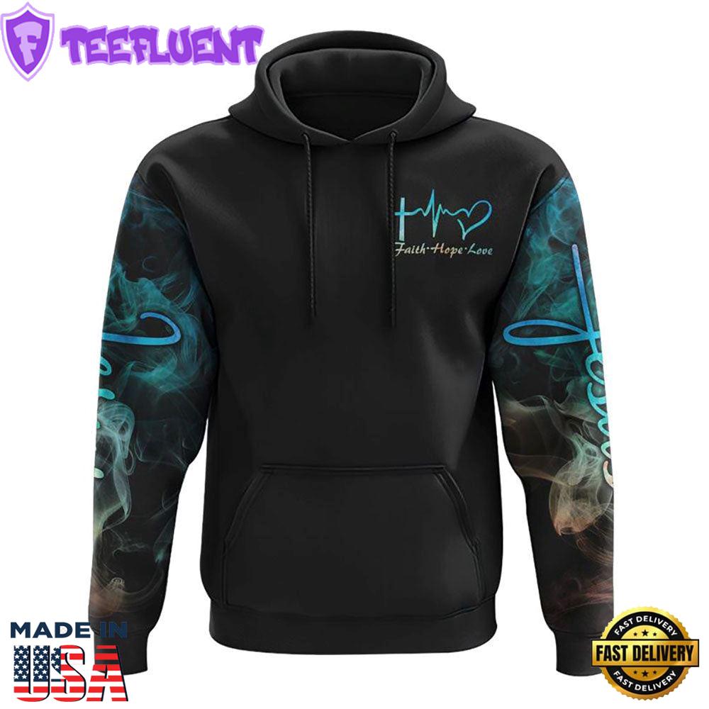 One Nation Under God Faith Horse Eagle Smoke Cross 3D Hoodie