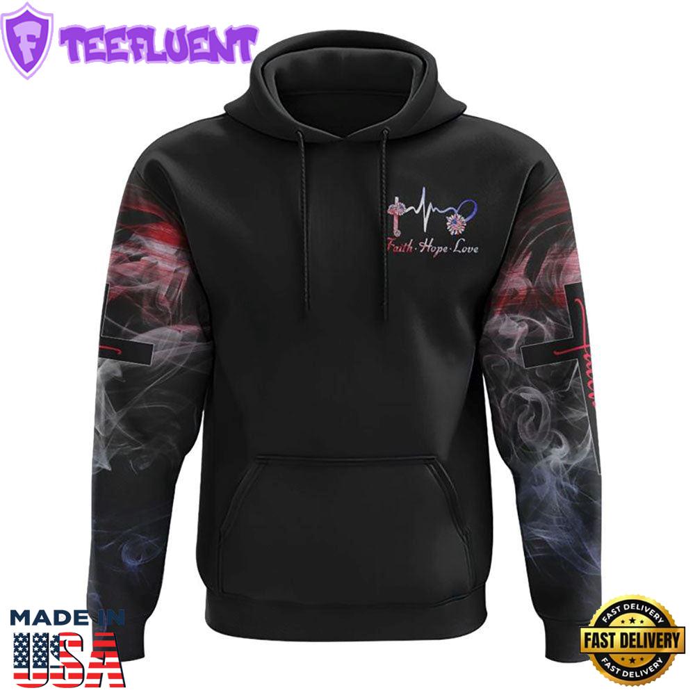 One Nation Under God Firework Smoke Flag Independence Day 3D Hoodie
