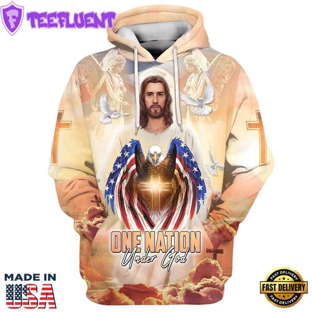 One Nation Under God Hoodie Jesus Dove And Angles Hoodies Jesus Hoodie