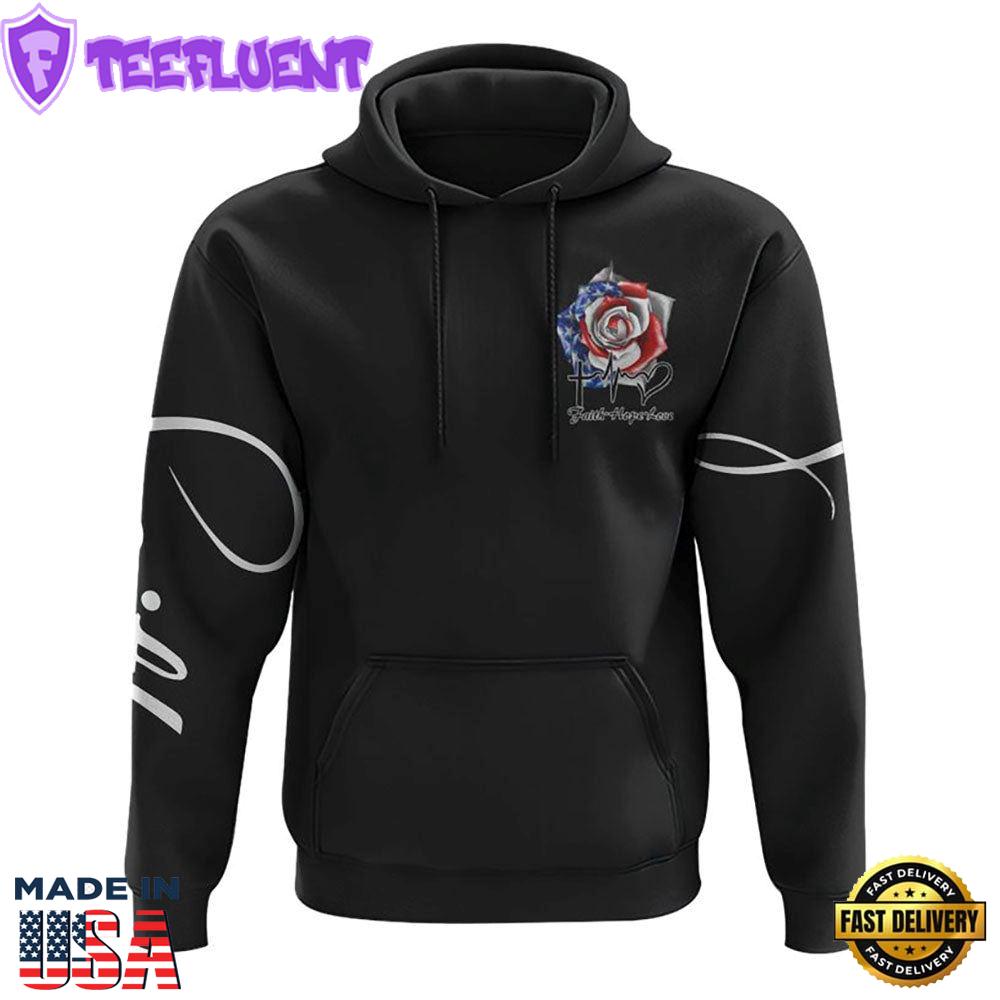 One Nation Under God Rose American Flag 3D Hoodie