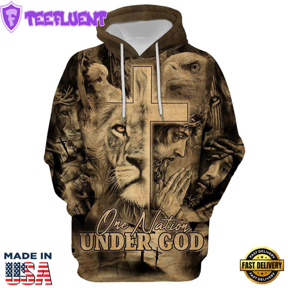 One Nation Under God, The Cross Lion Of Judah Hoodie For
