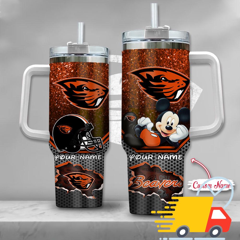 Oregon State Beavers NCAA Mickey Mouse Custom Stanley Quencher 40oz Stainless Steel Tumbler With Handle