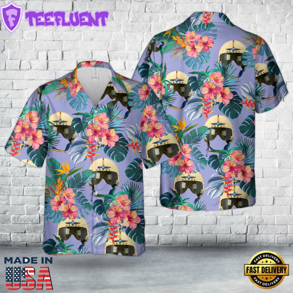 Original U.S. Vietnam War US Navy Pilot Early APH-6 Flight Helmet Hawaiian Shirt