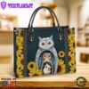 Owl Sunflower Leather Bag Gift For Owl Lovers Christ Gifts Leather Bags