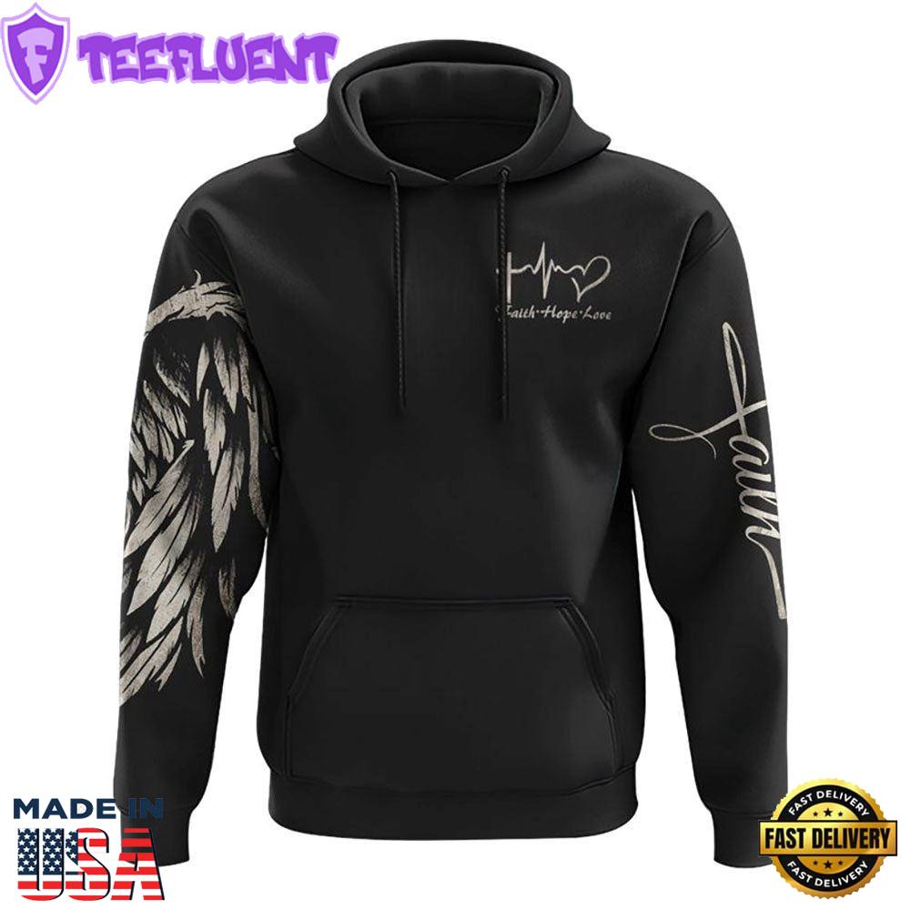 Painting Sunflower Cross Faith Wings 3D Hoodie