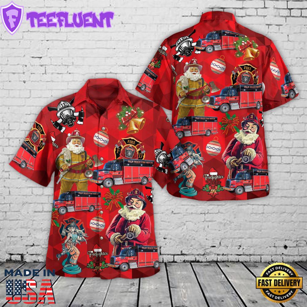 Palm Beach, Florida, Palm Beach Fire-Rescue Department Christmas Hawaiian Shirt