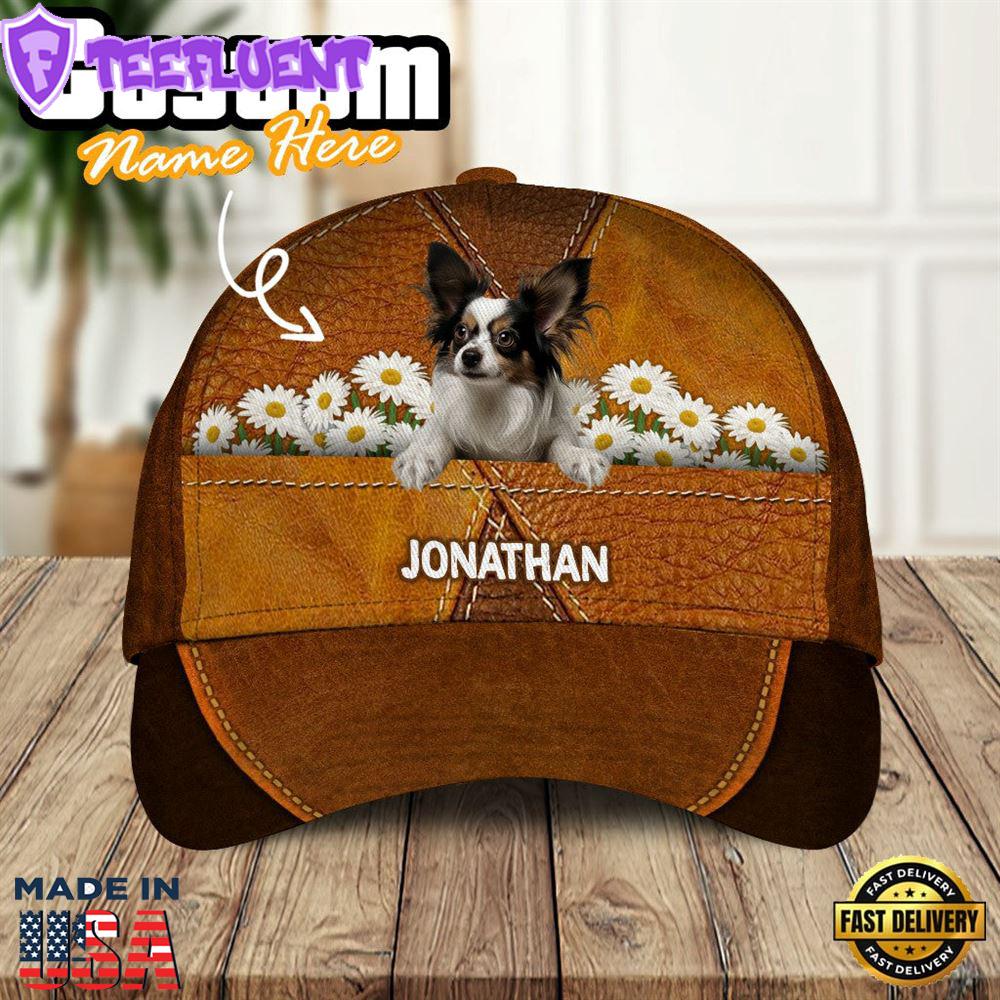 Papillon Dog Daisy Flower Garden 3D Cap