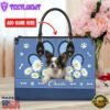 Papillon Dog Lover Leather Bag With Daisy Flowers