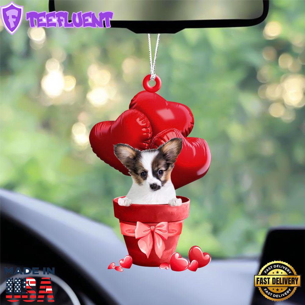 Papillon Red Heart Balloon Ornament, Gift For Christmas