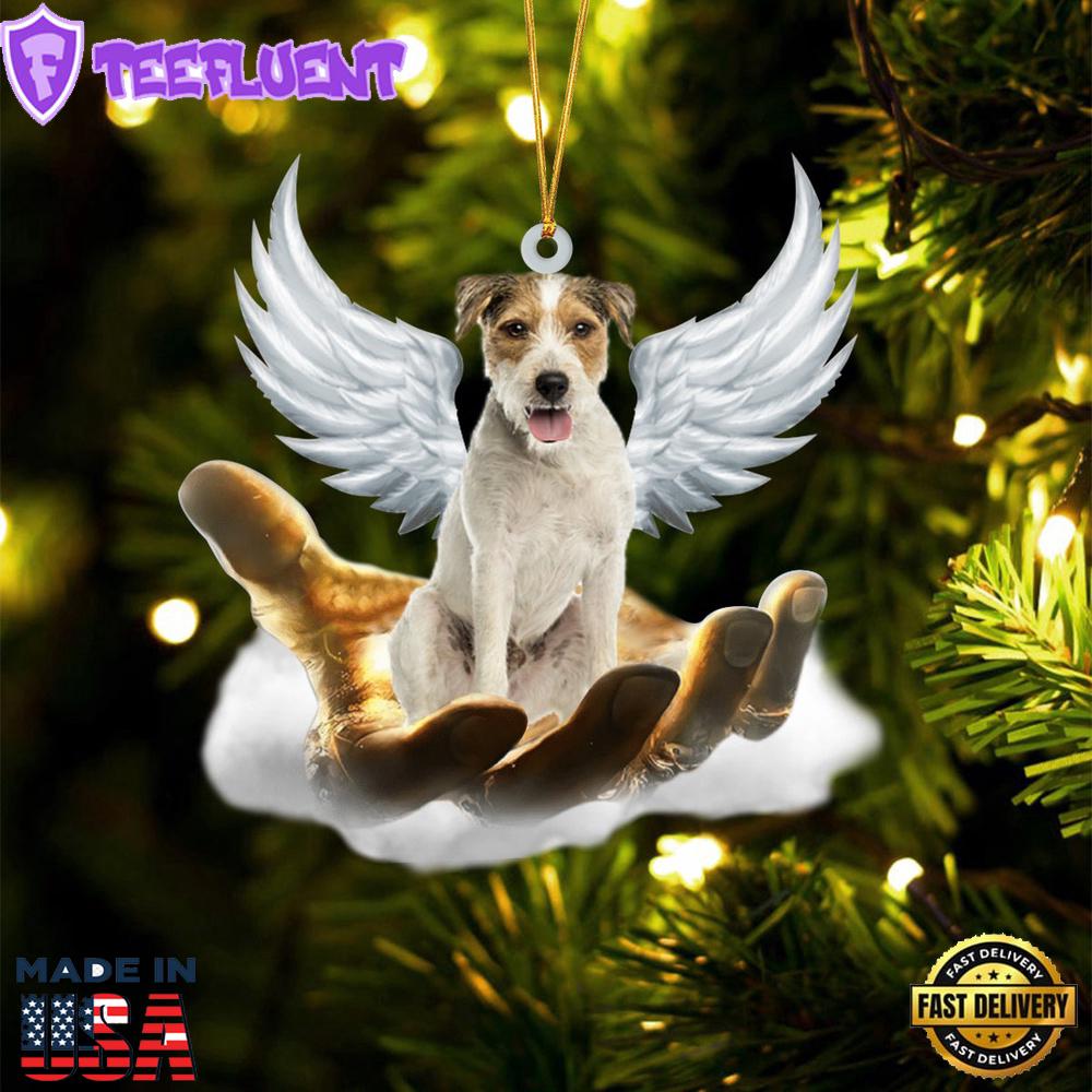 Parson Russell Terrier On The Hands Of Jesus Ornament, Gift For Christmas