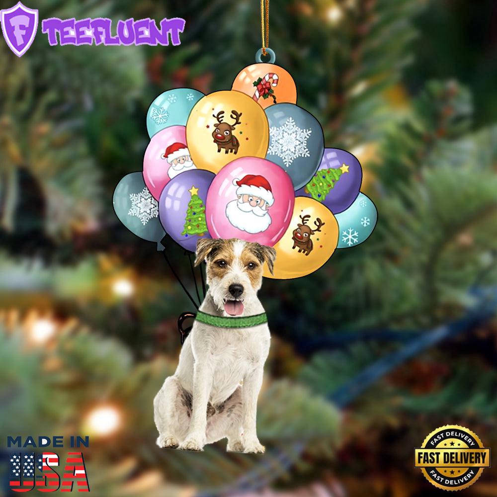 Parson Russell Terrier With Balloons Christmas Ornament, Gift For Christmas