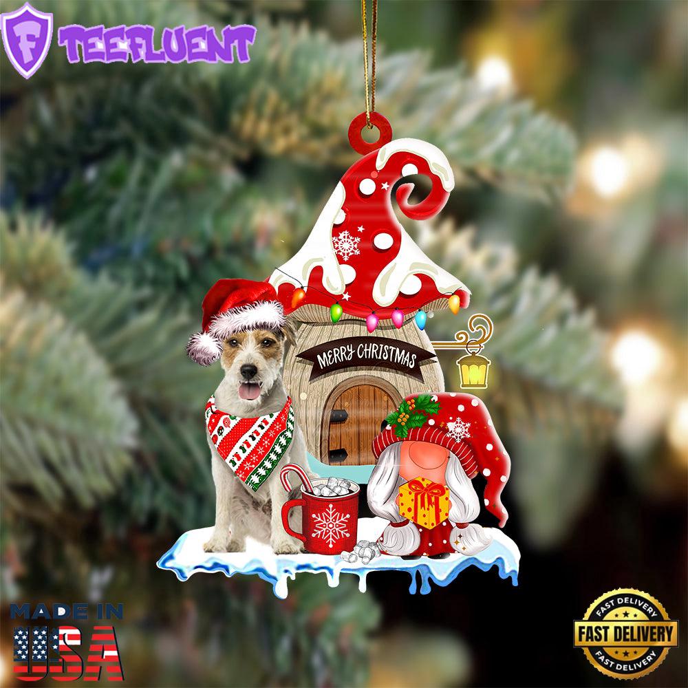 Parson-Russell-Terrier With Mushroom House Christmas Ornament, Gift For Christmas