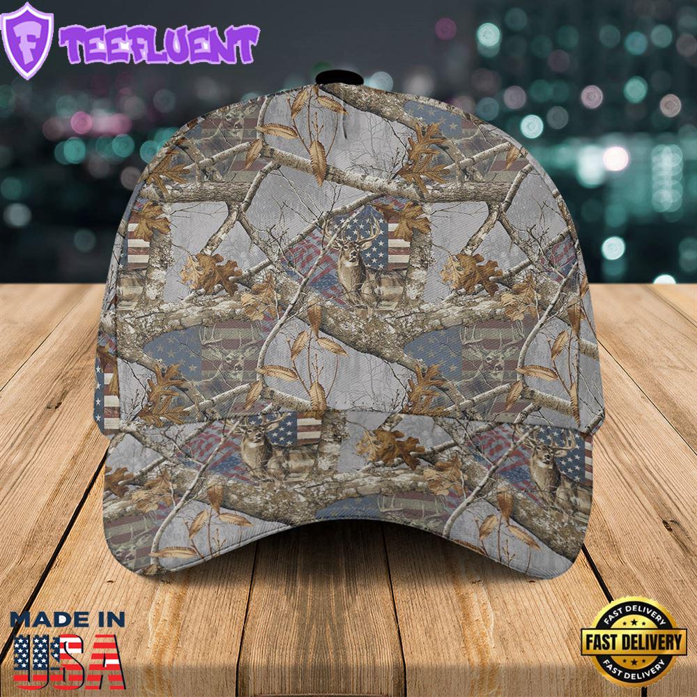 Patriotic Deer & Flag Baseball Cap