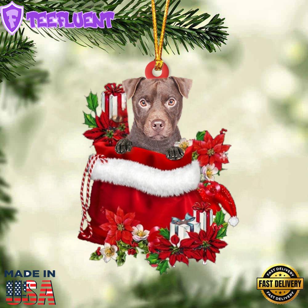 Patterdale Terrier In Gift Bag Christmas Ornament, Gift For Christmas