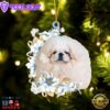 Pekingese Flowers Moon Ornament, Gift For Christmas