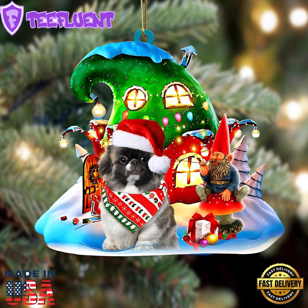 Pekingese With Rudolph's House Christmas Ornament, Gift For Christmas