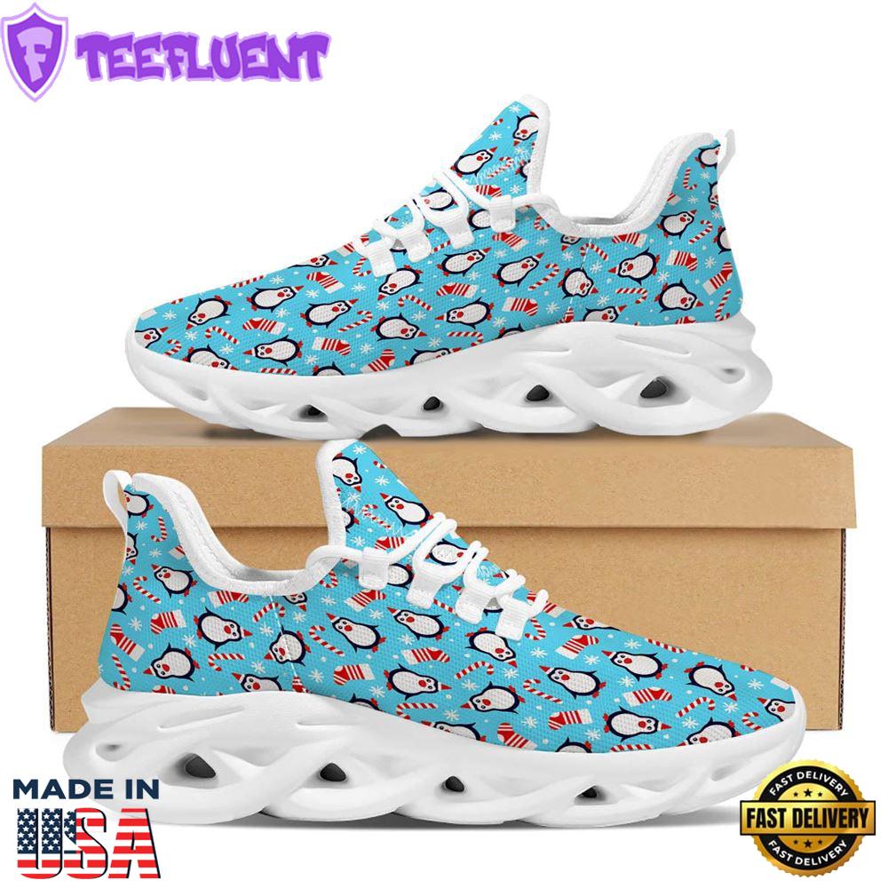 Penguin Christmas Santa Print Pattern White Max Soul Shoes