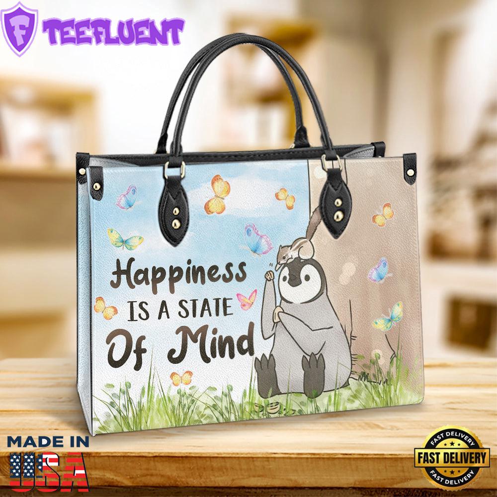 Penguin Happiness Is A State Of Mind 1 Leather Bag Christ Gifts Leather Bags
