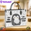 Penguin Im Not Short Im Penguin Size Leather Bag Christ Gifts Leather Bags