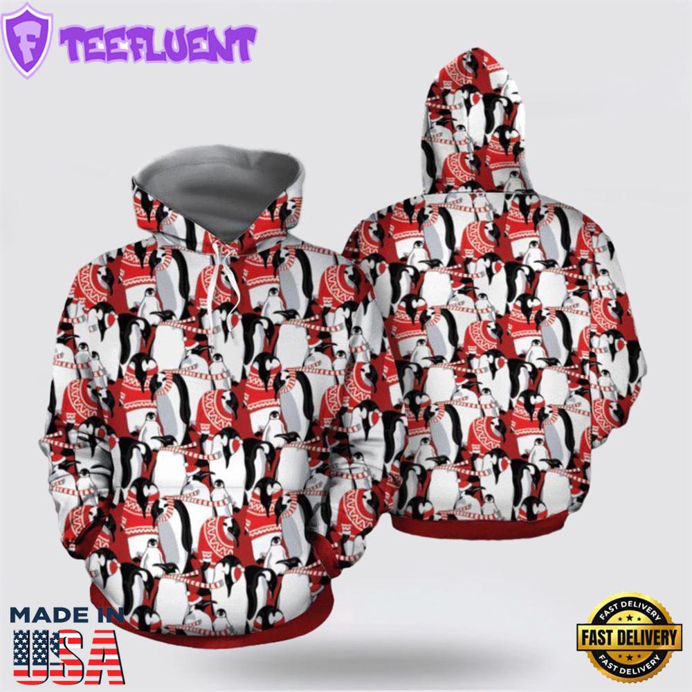 Penguin Love Christmas All Over Print 3D Hoodie