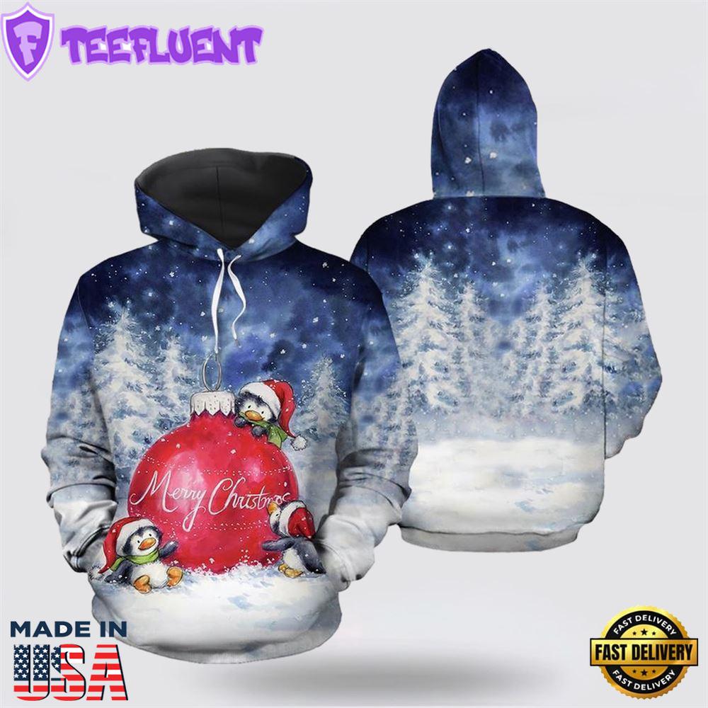 Penguin Merry Christmas All Over Print 3D Hoodie