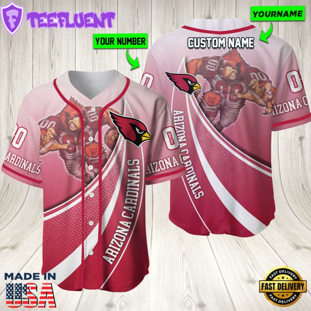 Personalized Arizona Cardinals 3D Baseball Jersey Nfl Baseball Jersey Mascot Shirt For Fans