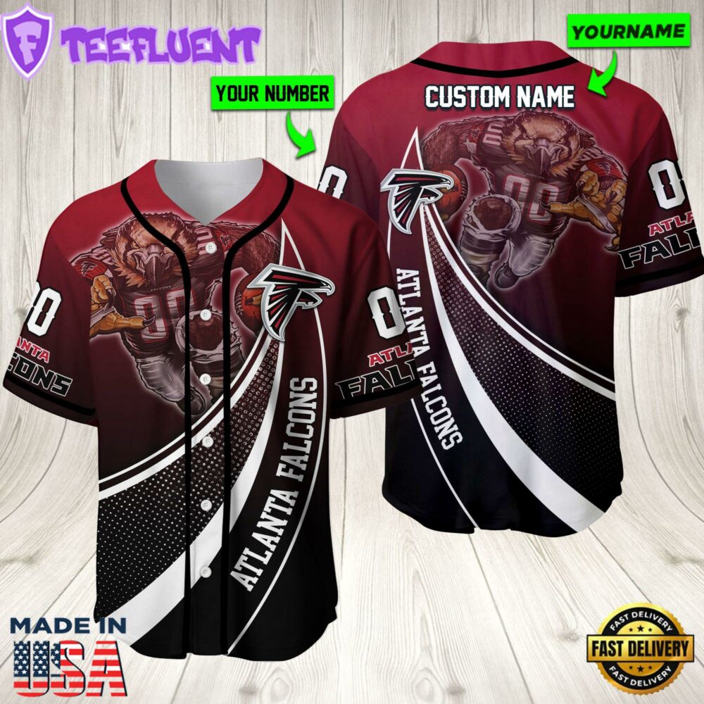 Personalized Atlanta Falcons 3D Baseball Jersey Nfl Baseball Jersey Mascot Shirt For Fans
