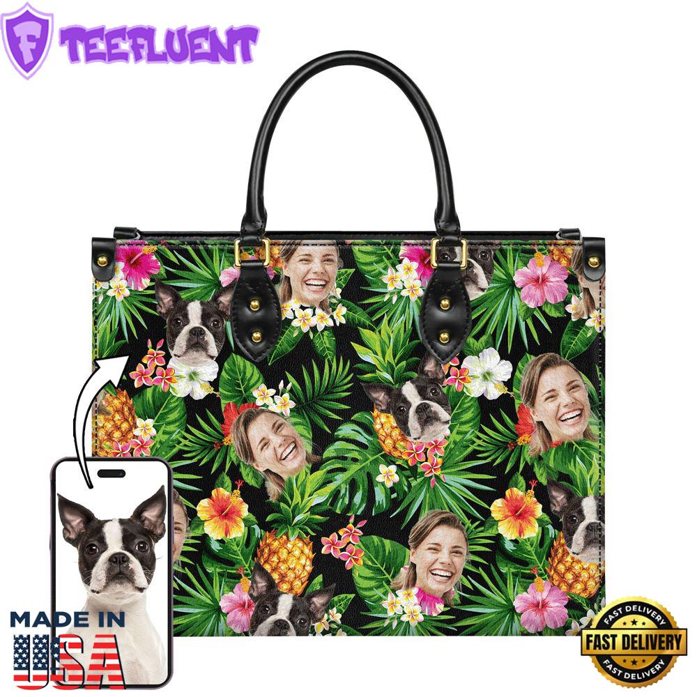 Personalized Beach House And Coconut Trees Full Pattern Hawaiian Leather Bag