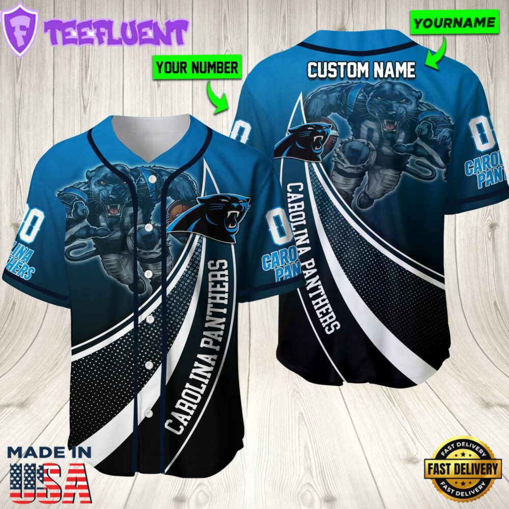 Personalized Carolina Panthers 3D Baseball Jersey Nfl Baseball Jersey Mascot Shirt For Fans