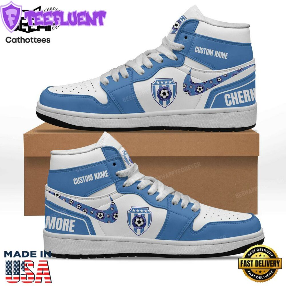 Personalized Cherno More Varna Blue White Nike Logo Design Air Jordan 1 High Top