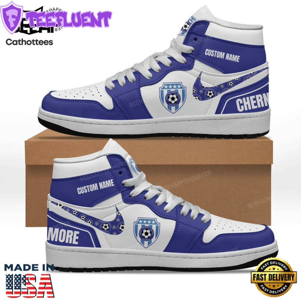Personalized Cherno More Varna Dark Blue White Nike Logo Design Air Jordan 1 High Top