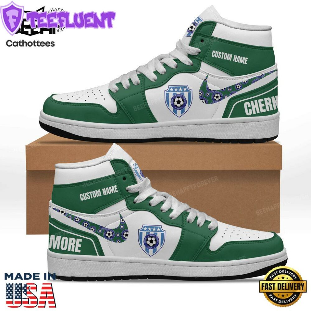 Personalized Cherno More Varna Green White Nike Logo Design Air Jordan 1 High Top