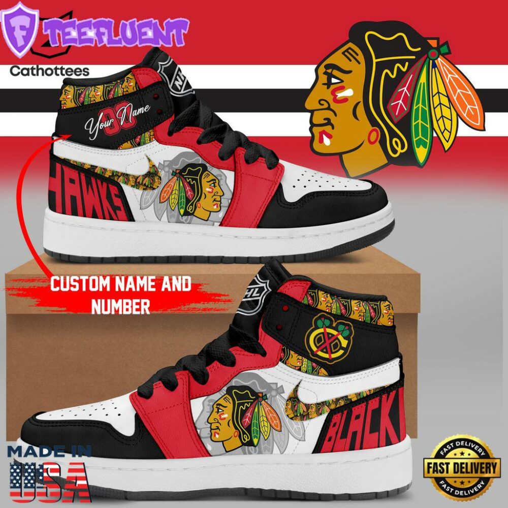 Personalized Chicago Blackhawks Nike Logo Design Air Jordan 1 High Top