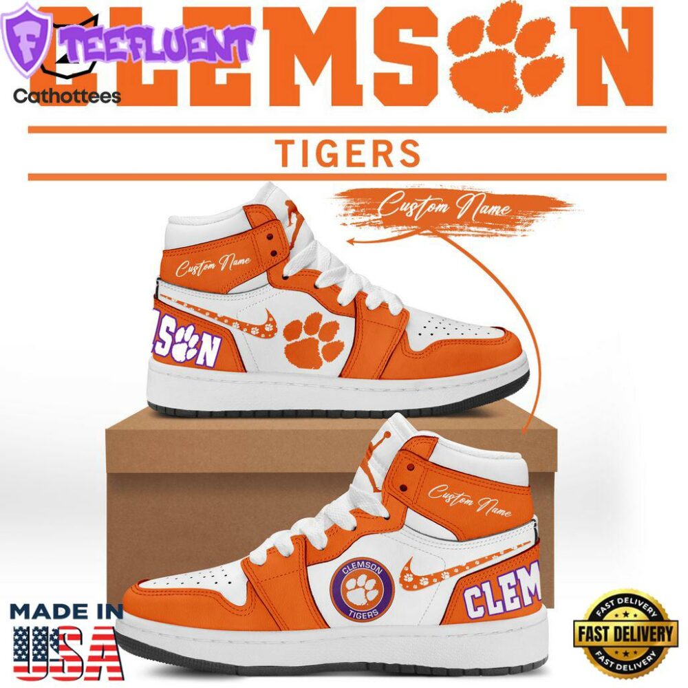 Personalized Clemson Tigers Football 2023 Nike Logo Design Air Jordan 1 High Top