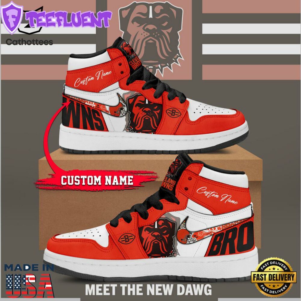 Personalized Cleveland Browns Football Mascot Design Air Jordan 1 High Top