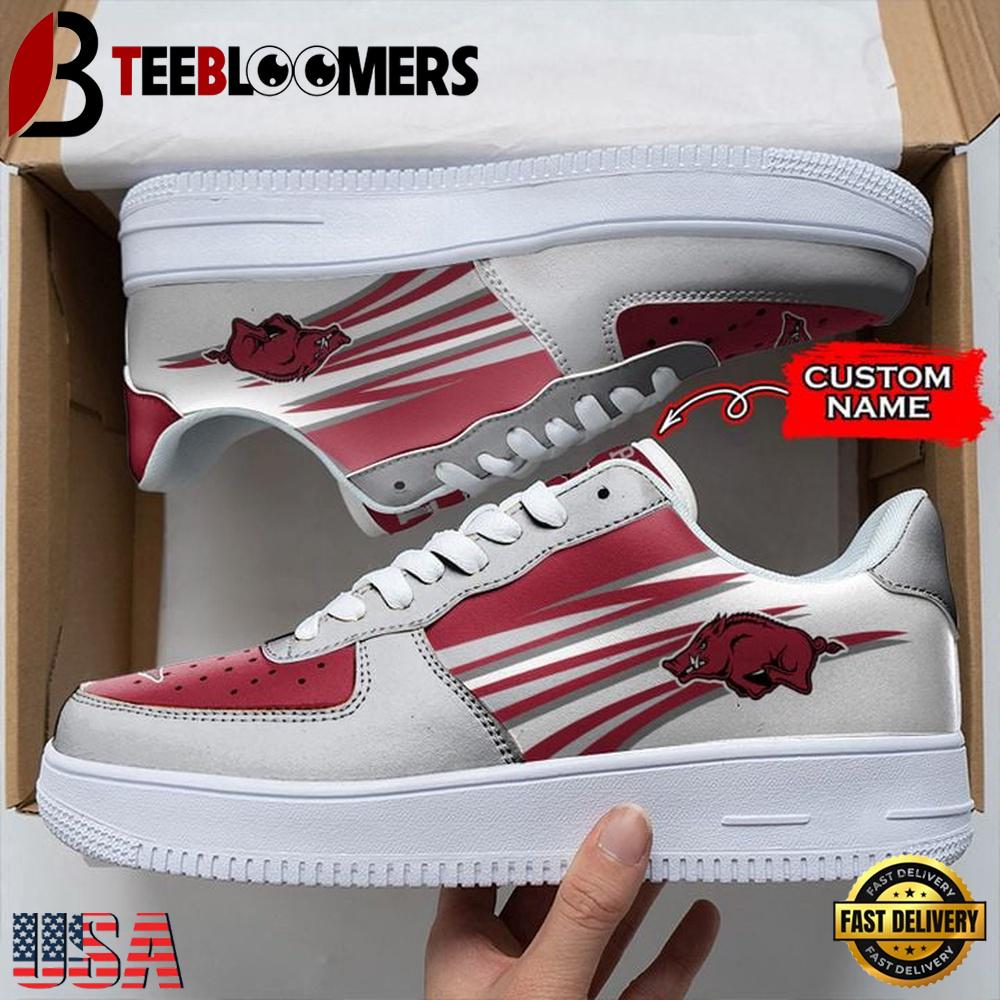 Personalized Name NCAA Arkansas Razorbacks Air Force 1 Shoes