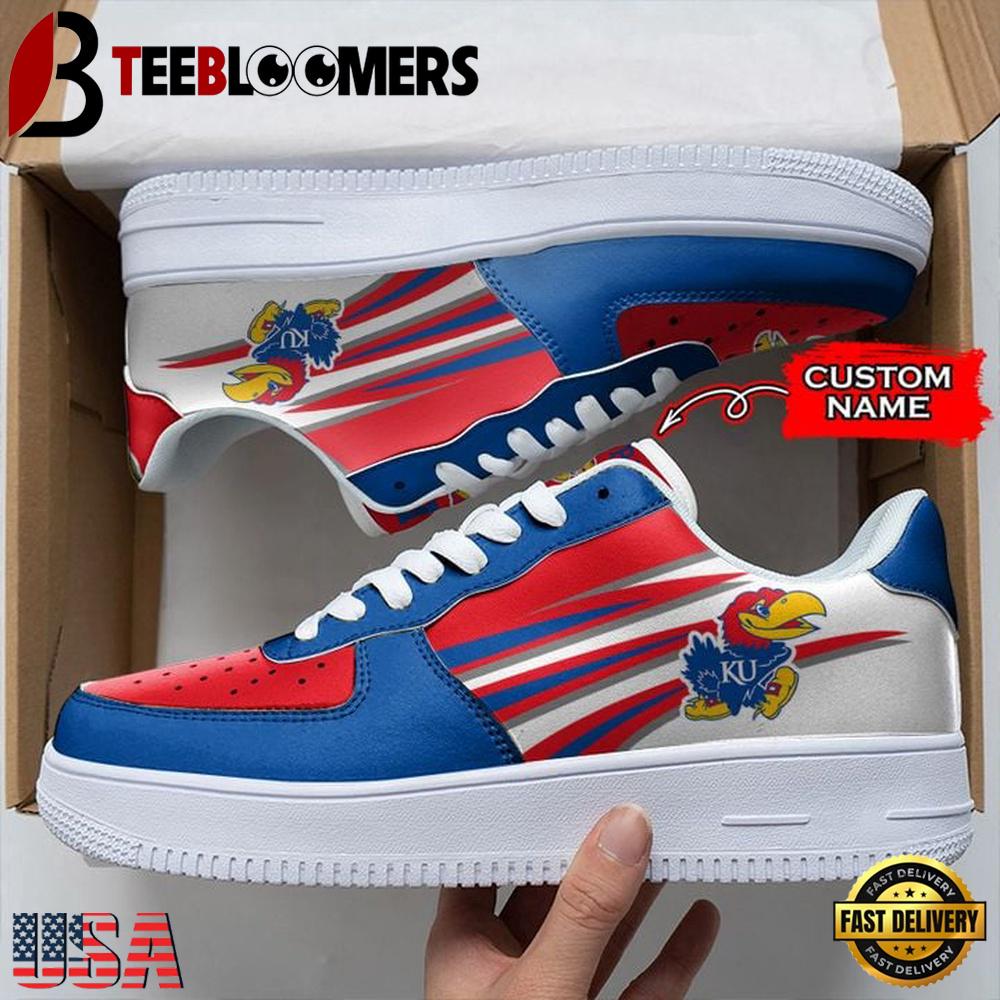 Personalized Name NCAA Kansas Jayhawks Air Force 1 Shoes