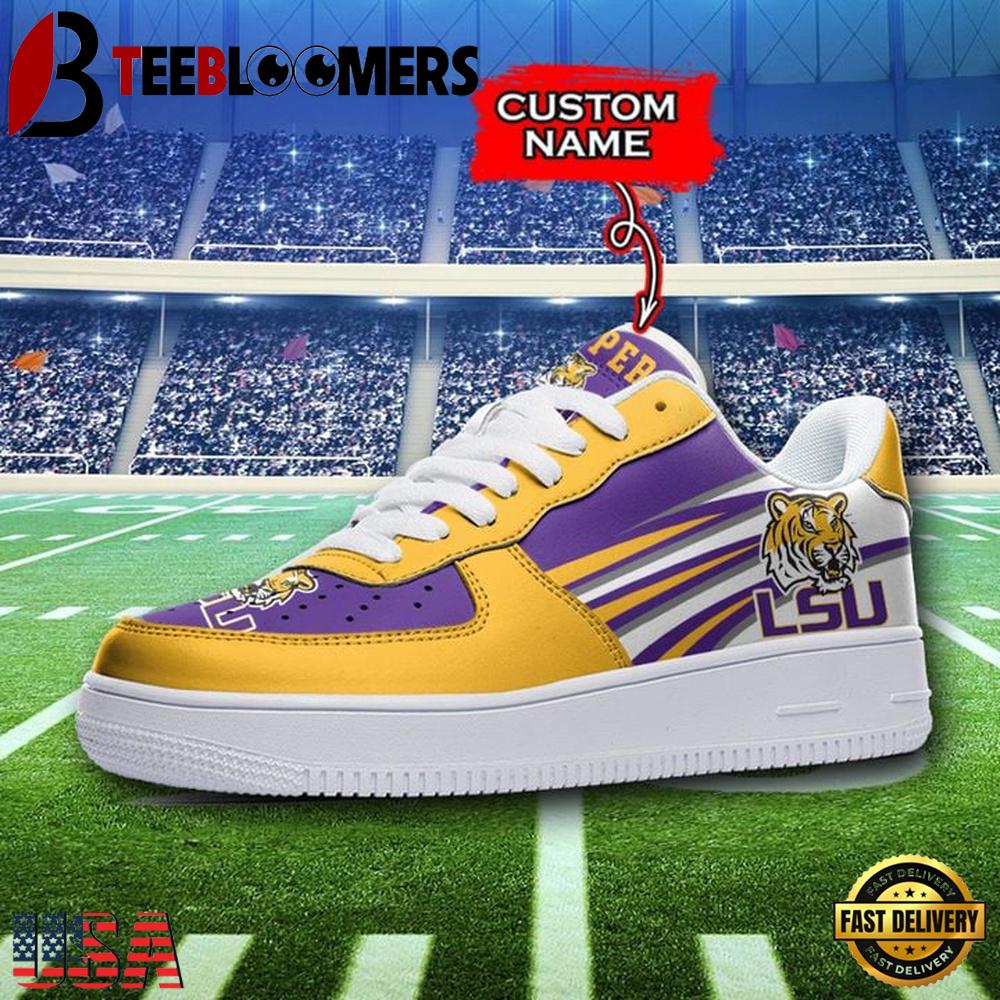 NCAA LSU Tigers Custom Name Air Force 1 Shoes For Men Women NCAA LSU Tigers Custom Name Air Force 1 Shoes For Men Women