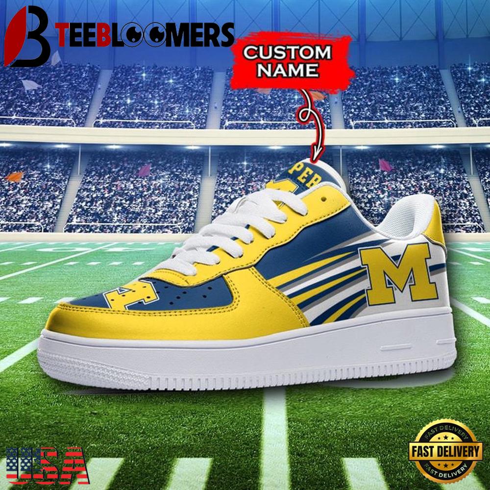 NCAA Michigan Wolverines Custom Name Air Force 1 Shoes For Men Women NCAA Michigan Wolverines Custom Name Air Force 1 Shoes For Men Women