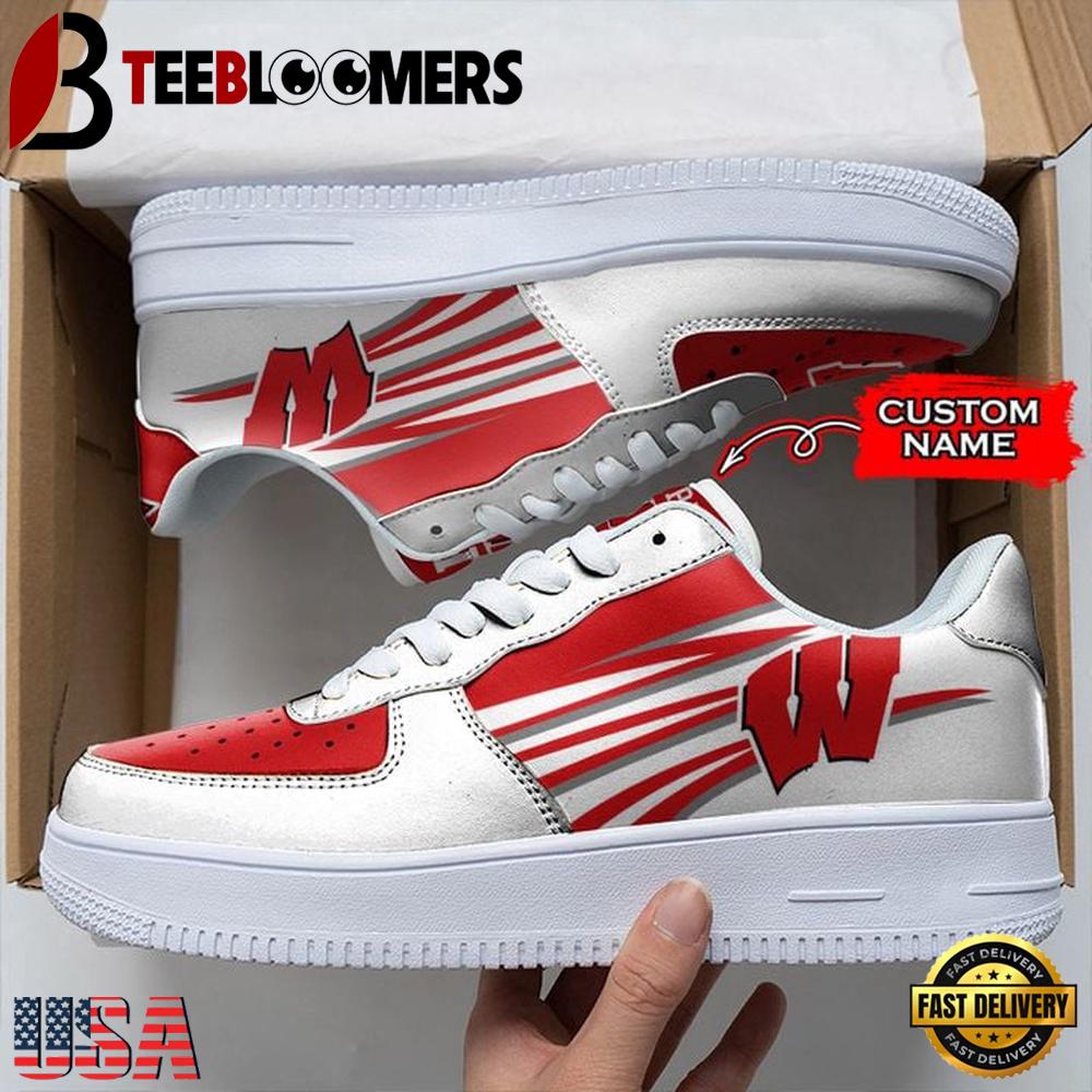 Personalized Name NCAA Wisconsin Badgers Air Force 1 Shoes
