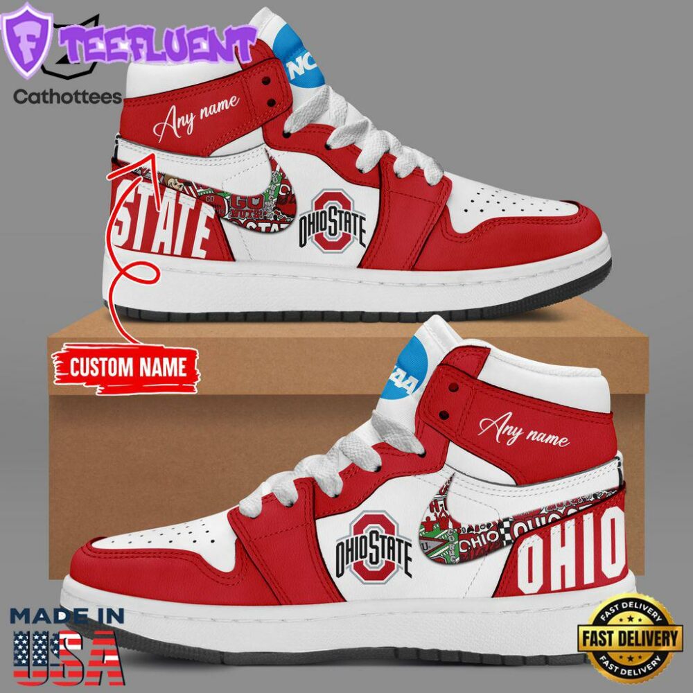 Personalized Ohio State Nike Red White Logo Design Air Jordan 1 High Top