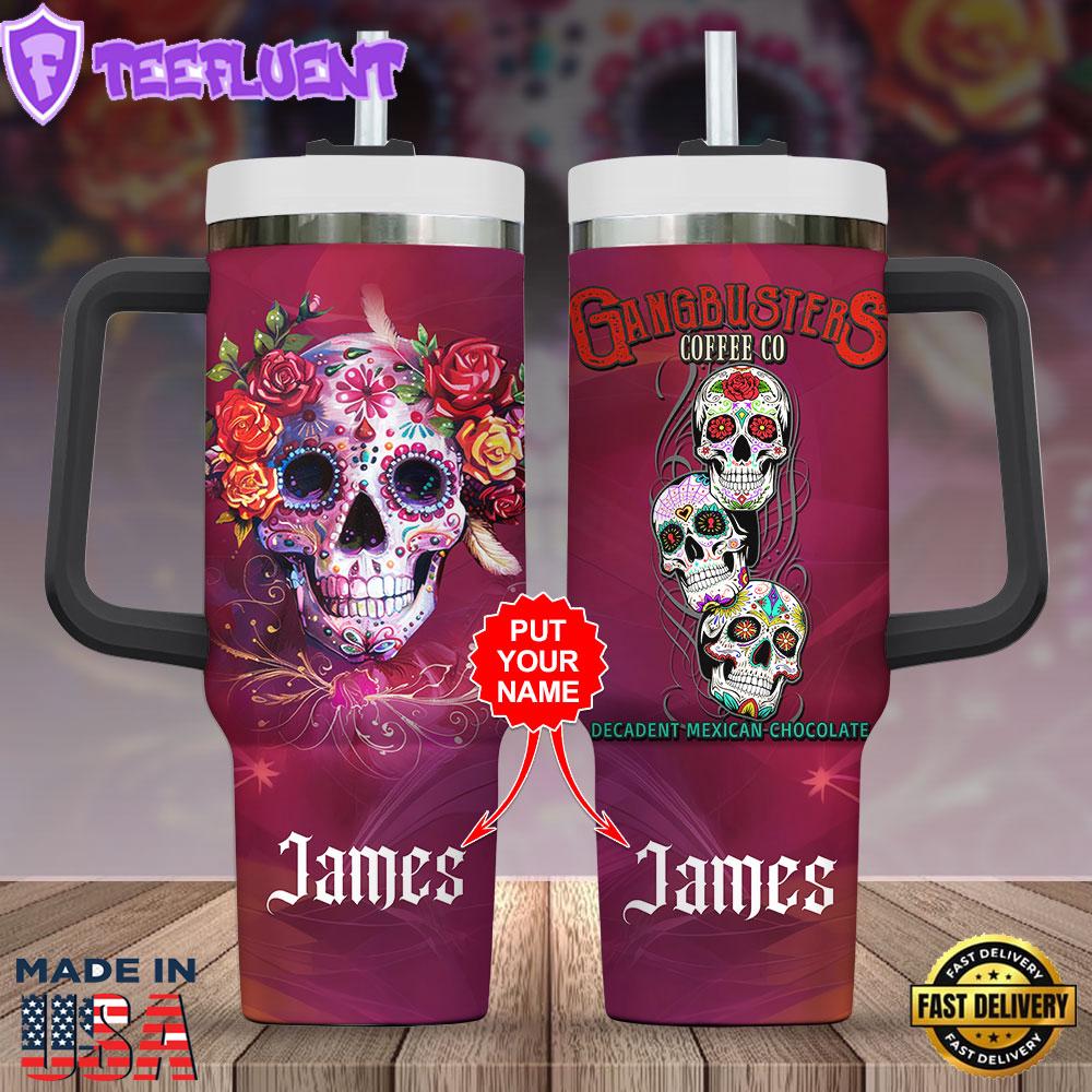 Personalized Sugar Skull 40oz Stanley Tumbler