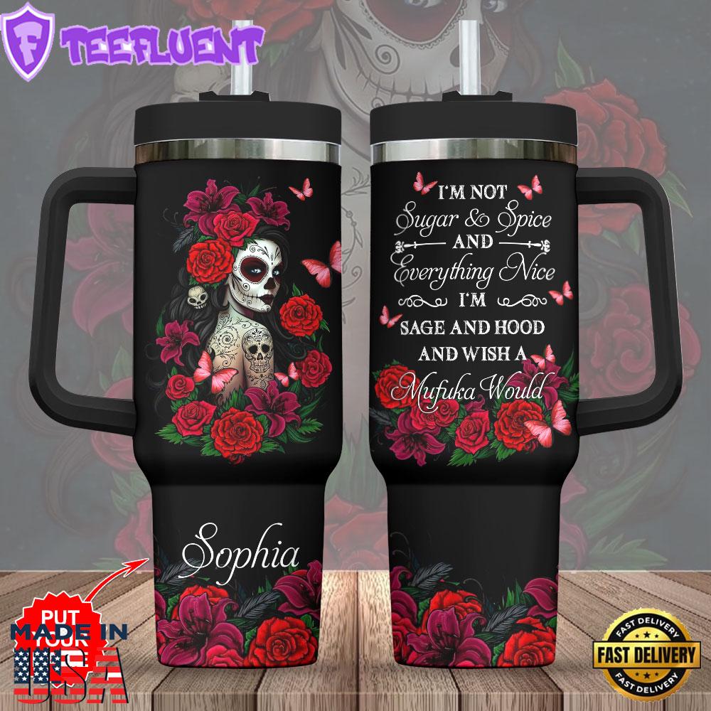 Personalized Sugar Skull 40oz Stanley Tumbler Summer For Fans