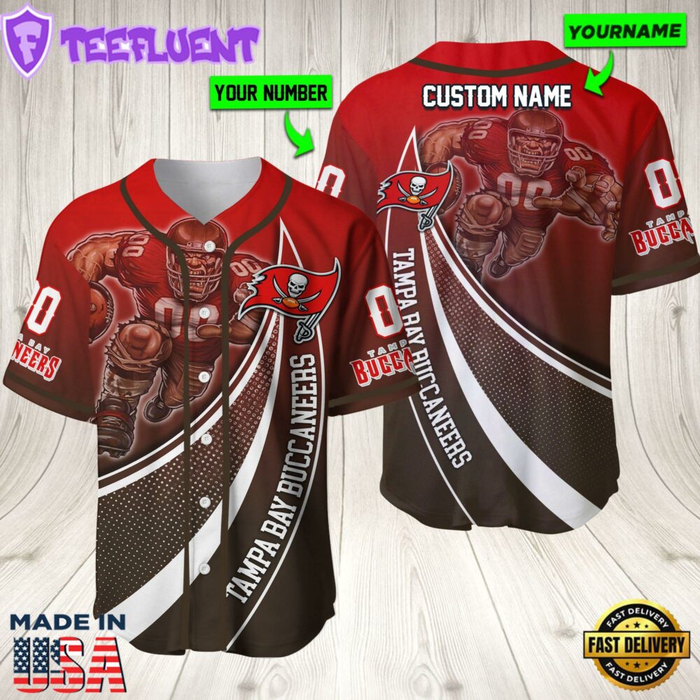 Personalized Tampa Bay Buccaneers 3D Baseball Jersey Nfl Baseball Jersey Mascot Shirt For Fans