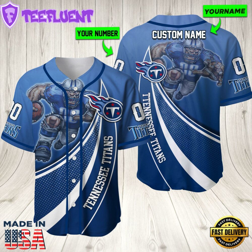 Personalized Tennessee Titans 3D Baseball Jersey Nfl Baseball Jersey Mascot Shirt For Fans