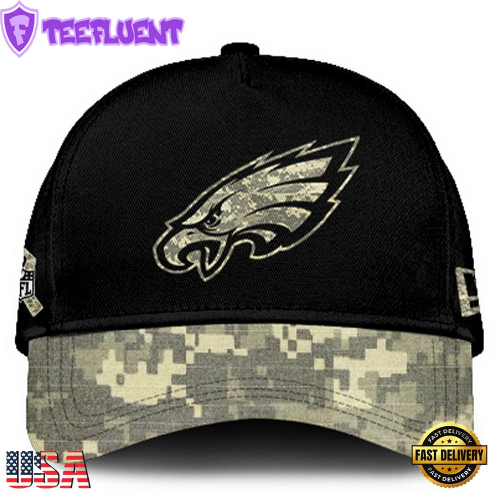 Philadelphia Eagles 2024 Salute to Service Club Black Camo Cap Gift For Veteran