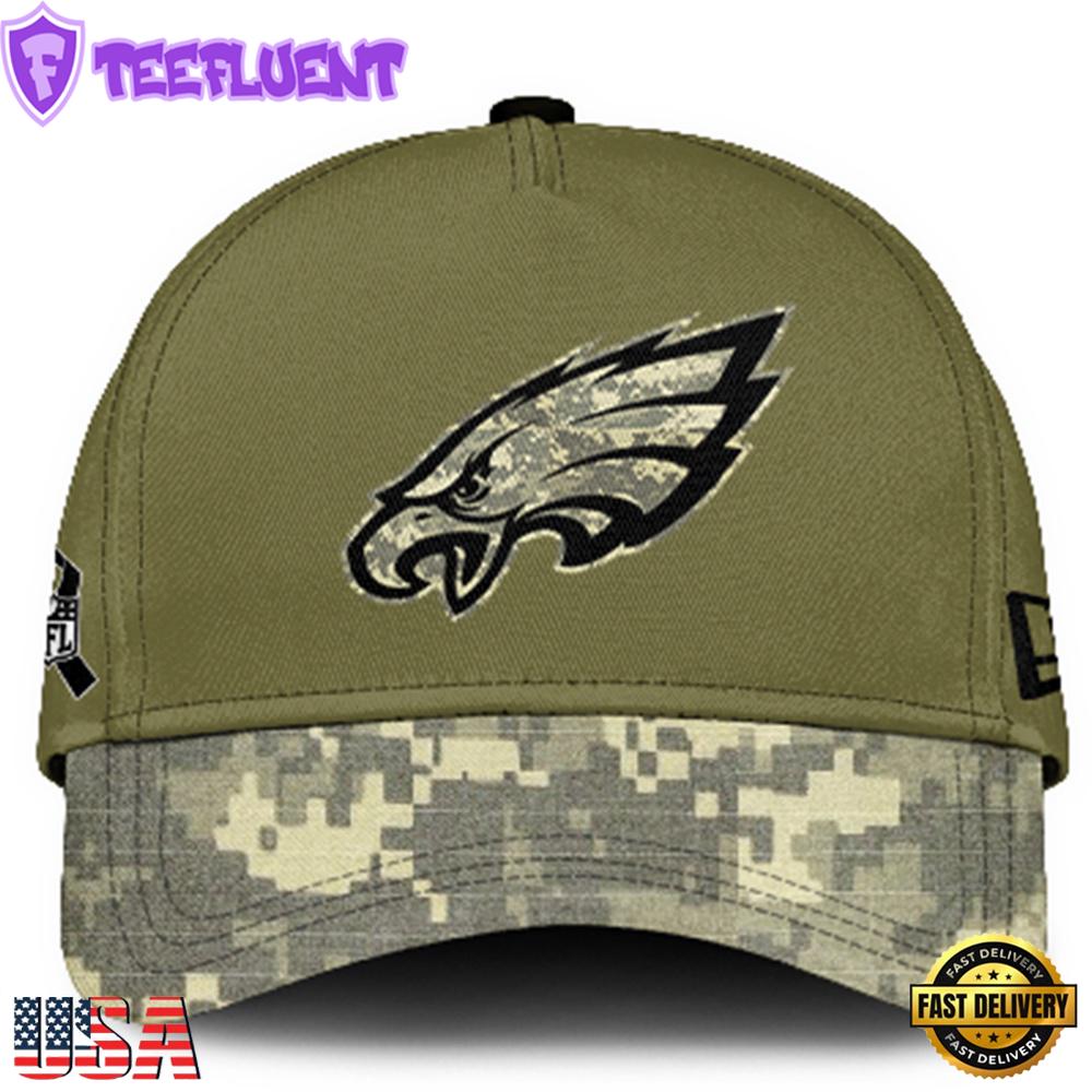 Philadelphia Eagles 2024 Salute to Service Club Green Camo Cap Gift For Veteran