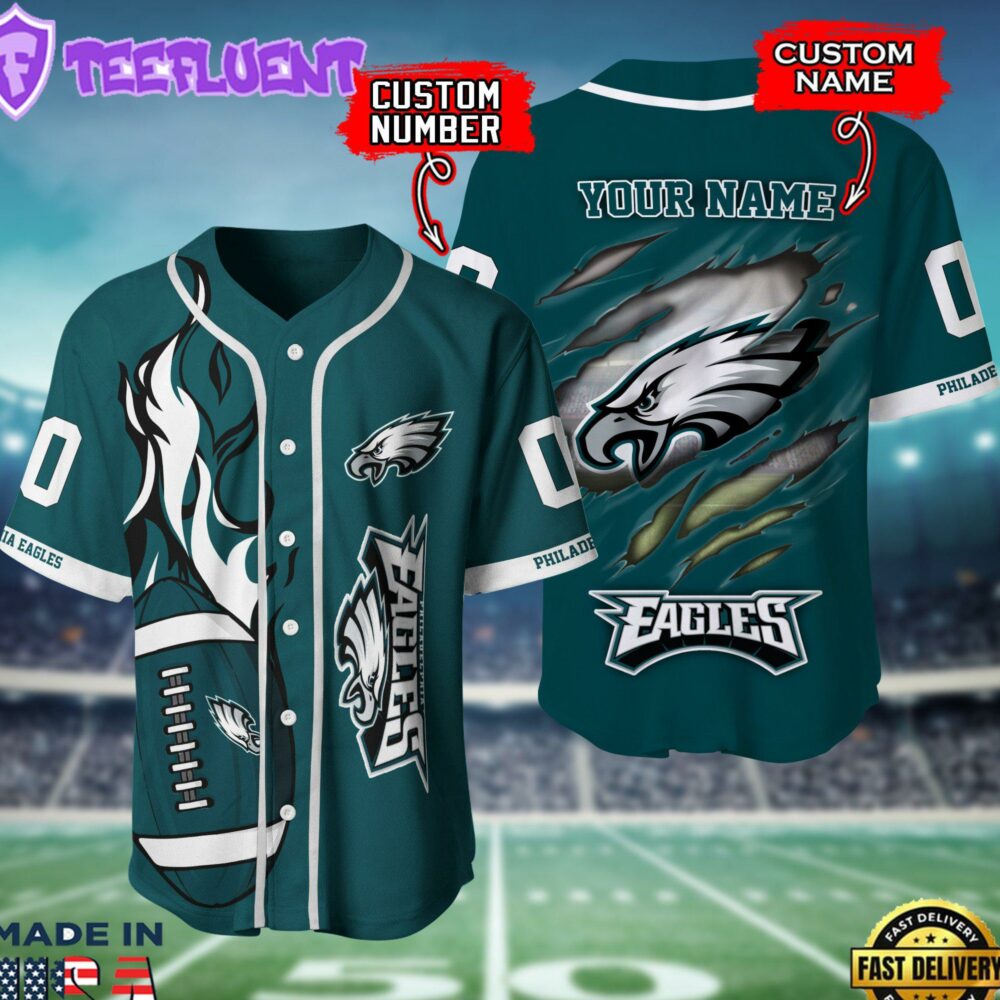 Philadelphia Eagles NFL 3D Personalized Baseball Shirt For Fans